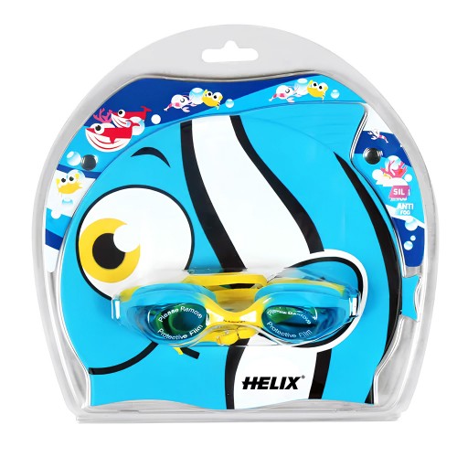 Helix KBS300 Kids Swim Goggles and Bonnet Set