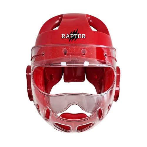 Raptor Taekwondo Closed Glass Mushroom Helmet - Red